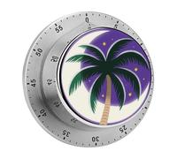Mechanical Kitchen Timer 70dB Alarm, Tropical Palm Tree Timers Magnetic Metal Countdown Timer for Cooking, Baking & Exercise, No Batteries Required