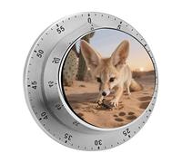 Mechanical Kitchen Timer - Fennec Fox Digging Digital Timer with Magnetic Base - 60-Minute Visual Countdown Stainless Steel Timers for Cooking, Baking, Eggs & Classroom Use, Loud Alarm