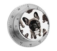 Mechanical Kitchen Timer for Cooking, Wind Up French Bulldog Timer Clock with Loud Alarm, No Batteries Required, Stainless Steel Timers for Fitness, Baking, Work