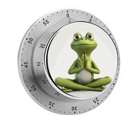 Mechanical Kitchen Timer for Cooking, Wind Up The Funny Frog Doing Yoga Timer Clock with Loud Alarm, No Batteries Required, Stainless Steel Timers for Fitness, Baking, Work