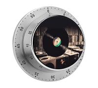 Mechanical Kitchen Timer for Cooking, Wind Up Vinyl Records Timer Clock with Loud Alarm, No Batteries Required, Stainless Steel Timers for Fitness, Baking, Work