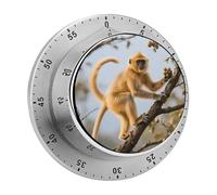 Mechanical Kitchen Timer - Golden Snub-Nosed Monkey Digital Timer with Magnetic Base - 60-Minute Visual Countdown Stainless Steel Timers for Cooking, Baking, Eggs & Classroom Use, Loud Alarm