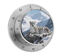 Mechanical Kitchen Timer - Snow Leopard Digital Timer with Magnetic Base - 60-Minute Visual Countdown Stainless Steel Timers for Cooking, Baking, Eggs & Classroom Use, Loud Alarm
