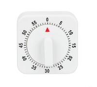 Mechanical Kitchen Timer Square 60 Minutes Countdown Alarm Clock Manual Setting Without For Cooking Baking Medication Reminder Robust PP Material White Compact Design Kitchen Household