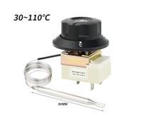 Mechanical Knob Control Switch for Industrial PLC Systems - 250V 16A, 3-Pin Thermal Controller with 30-110°C & 50-300°C Range, Stainless(30-110℃)