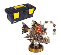 Mechanical Lantern Fish 3D Metal Puzzle Kit, 700+ PCS DIY Lantern Fish with Colorful Changing Lamp, Steampunk Jigsaw Puzzles Model for Adult Creative Desktop Decoration