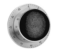 Mechanical Magnetic Kitchen Timer 304 Stainless Steel 70db Loud Alarm Magnetic Base Battery-Free 60 Min Manual Fingerprint Countdown Timer Mini Wind Up Timers for Cooking Studying