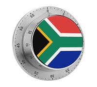 Mechanical Magnetic Kitchen Timer 304 Stainless Steel 70db Loud Alarm Magnetic Base Battery-Free 60 Min Manual South Africa Flag Countdown Timer Mini Wind Up Timers for Cooking Studying