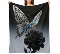 Mechanical Metal Butterfly Flannel Throw Blanket Super Soft Lightweight Throw Blanket Fuzzy Comfy Flannel Blankets Warm Plush Throw Blankets for Couch Sofa Bed 50"x60"