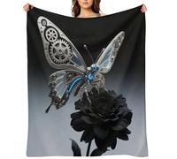 Mechanical Metal Butterfly Flannel Throw Blanket Super Soft Lightweight Throw Blanket Fuzzy Comfy Flannel Blankets Warm Plush Throw Blankets for Couch Sofa Bed 60"x80"