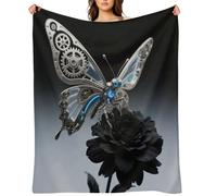 Mechanical Metal Butterfly Flannel Throw Blanket Super Soft Lightweight Throw Blanket Fuzzy Comfy Flannel Blankets Warm Plush Throw Blankets for Couch Sofa Bed 40"x50"