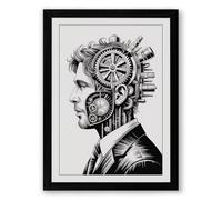 Mechanical Mind Industrial Framed Wall Art Print A2 (59.4×42cm) Black, Wall Decor for Living Room, Bedroom, Office & Home, Ready to Hang, Art Gift