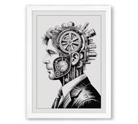 Mechanical Mind Industrial Framed Wall Art Print A2 (59.4×42cm) White,