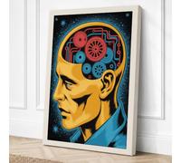 Mechanical Mind Modern Canvas Wall Art Print 30x20 Inch | Cream