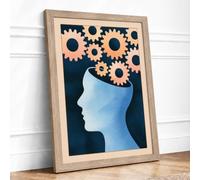 Mechanical Mind Modern Framed Wall Art Print A1 (84.1×59.4cm) Oak, Wall Decor for Living Room, Bedroom, Office & Home, Ready to Hang, Art Gift