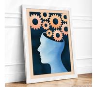 Mechanical Mind Modern Framed Wall Art Print A1 (84.1×59.4cm) White, Wall Decor for Living Room, Bedroom, Office & Home, Ready to Hang, Art Gift