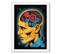 Mechanical Mind Modern Framed Wall Art Print A1 (84.1×59.4cm) White, Wall Decor for Living Room, Bedroom, Office & Home, Ready to Hang, Art Gift