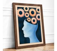 Mechanical Mind Modern Framed Wall Art Print A3 (42×29.7cm) Walnut, Wall Decor for Living Room, Bedroom, Office & Home, Ready to Hang, Art Gift