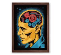 Mechanical Mind Modern Framed Wall Art Print A4 (29.7×21cm) Walnut, Wall Decor for Living Room, Bedroom, Office & Home, Ready to Hang, Art Gift