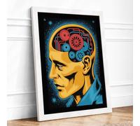 Mechanical Mind Modern Framed Wall Art Print A4 (29.7×21cm) White, Wall Decor for Living Room, Bedroom, Office & Home, Ready to Hang, Art Gift