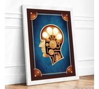 Mechanical Mind Steampunk Framed Wall Art Print A1 (84.1×59.4cm) White,