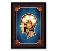 Mechanical Mind Steampunk Framed Wall Art Print A3 (42×29.7cm) Black, Wall Decor for Living Room, Bedroom, Office & Home, Ready to Hang, Art Gift