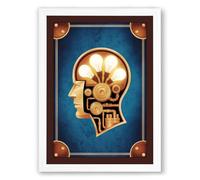 Mechanical Mind Steampunk Framed Wall Art Print A3 (42×29.7cm) White, Wall Decor for Living Room, Bedroom, Office & Home, Ready to Hang, Art Gift
