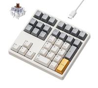 Mechanical Number Pad,34 Key Wired USB Numeric Keypad White Backlit Hot Swappable Numpad with PBT Keycaps for Laptop, MacBook,PC Desktop (Retro Beige,Brown Switch)