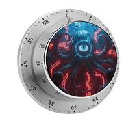 Mechanical Octopus Eyes Kitchen Timer 60 Minute Visual Wind Up Timers Indoor Mechanical Timers with Magnetic Base Stainless Steel Timer for Home Cooking Time Management Tool