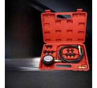 Mechanical Oil Pressure Tester 13 Tools High Strength Steel | 0-140 PSI range, red steel case, 13-piece set, copper fittings, vehicle fit
