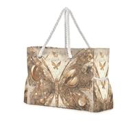 Mechanical Or Cyber-style Butterfly Music Notes Rose Gold Sandproof Tote Bag For Work with side pocketes Bag Women Perfect for Travel Pool Swim Beach Vacation Necessities