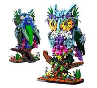 Mechanical Owl Building Blocks Set, Flowers Animal Micro Bricks Kit, Collection Bird Model for Adult Teen, Home Office Decor, STEM Educatio Toy, Creative Gift for Man, Woman
