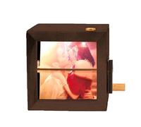 Mechanical Photo Album | Hand-Cranked Wooden Animation Frame | LED Light Flipbook Display | Personalized Memory Cube Design | Photo Album Frame for Couple, Family, Home