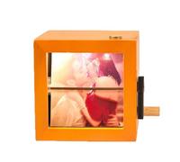 Mechanical Photo Album | Hand-Cranked Wooden Animation Frame | LED Light Flipbook Display | Personalized Memory Cube Design | Photo Album Frame for Couple, Family, Home