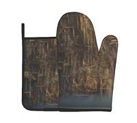 Mechanical Pipeline Wall Print Oven Mitts and Pot Holders Sets of 2,Non Slip Cooking Washable Heat Resistant Microwave Barbecue Gift Set for Grilling Baking Cooking Bbq.