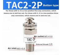 Mechanical Pneumatic Valve 2 Position 3/5 Way Brass Air Directional Control Valve for High Pressure Systems with TAC2-41V TAC2-31P Models(TAC2-2P (Button))