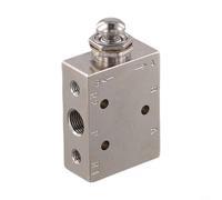 Mechanical Pneumatic Valve Brass 2 Positions 3/5 Way Compressed Air Control Valve with Button Lever Roller Spoon for Industry Silver Tac2 Series (TAC2-41P (button))