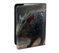 Mechanical Porcupine Printed Passport Holder,Travel Pu Leather Passport Cover Case Organiser for Men Women,6.5 Inch