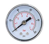 Mechanical Pressure Gauge 1/8inch BSPT Back Connection Manometer for Air Oil Water Measurement (0-100psi,0-7bar)