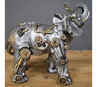 Mechanical Punk Style Elephant Sculpture - Carved Steampunk Animal Statue for Modern Home Decor - Resin Figurine for Coffee Table, Living Room, Entrance, Shelf