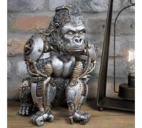 Mechanical Punk Style Gorilla Statue - Carved Sculpture Animal Steampunk Modern Home Decor Resin for Coffee Table, Living Room, Entrance, Shelf