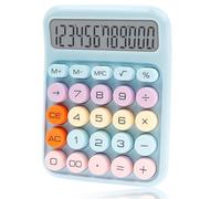 Mechanical Pushbutton Calculator,12 Digit Large LCD Display, Automatic Sleep, Big Buttons Easy to Press, Colorful Candy Calculator for School, Office, Home (Blue)