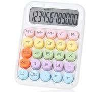 Mechanical Pushbutton Calculator,12 Digit Large LCD Display,Big Buttons Easy to Press,Colorful Candy Calculator,Automatic Sleep,with Battery.for Office,School, Home. (White)