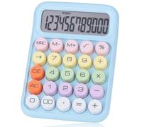 Mechanical Pushbutton Calculator,12 Digit Large LCD Display,Big Buttons Easy to Press,Colorful Candy Calculator,Automatic Sleep,with Battery.for Office,School, Home. (Blue)