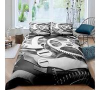 Mechanical Single Duvet Cover Set Industrial Gears Bedding Sets, 3D Print Ultra Soft Microfiber Quilt Cover 150 x 200 cm Comforter Covers with Zippe and 2 Pillowcases A-297