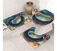 Mechanical Snakes Celebrate The Spring Festival Bathroom Rugs Sets 3 Piece, Soft Absorbent Memory Foam Bath Mats And U Shaped Contour Toilet Rug, Home Decoration, Quick Dry