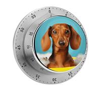 Mechanical Stainless Steel Timer Dachshund Dog Printed Kitchen Timer Heavy Duty Mechanical Timer Cooking Timers for Kitchen for Exercise, Baking, Playtime Or Work