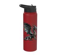 Mechanical Steel Dragon Steampunk Style Fantasy Mythical Art Stainless Steel Insulated Water Bottle