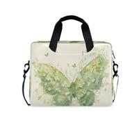 Mechanical Style Butterfly Music Notes Mint Green Laptop Sleeve Case Concise Laptop Case Bag Crossbody Bags for Work Travel with Strap Handle, 13 14 15.6 inch