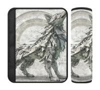 Mechanical Style Cybernetic Music Notes Wolf Silver Strap pad,Protects Your Neck and Shoulders,car seat Seatbelt Cover for Truck Auto Most Cars accesorios para carro 2 Pack